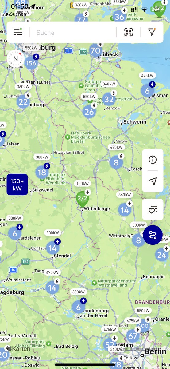 @_TechnoTim_ Zwischen Hamburg und Berlin gibt es so viele HPC-Stationen mit 150+ kW Ladeleistung, dass sie in 20er-Gruppen zusammengefasst werden müssen, weil man sonst gar nichts mehr erkennen würde. Aber ja. Die Ladeinfrastruktur ist echt ein dickes Problem😂