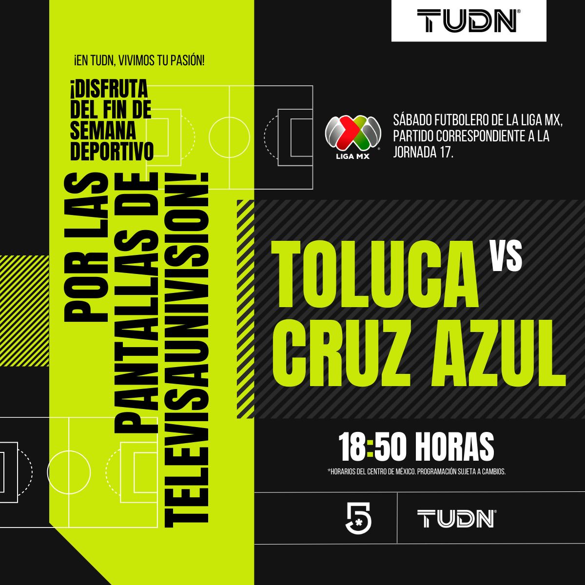 Tu sábado futbolero inicia a las 6:50 pm con el:

Toluca 🆚️ Cruz Azul ¡No te lo pierdas!

En #TUDN #VivimosTuPasión