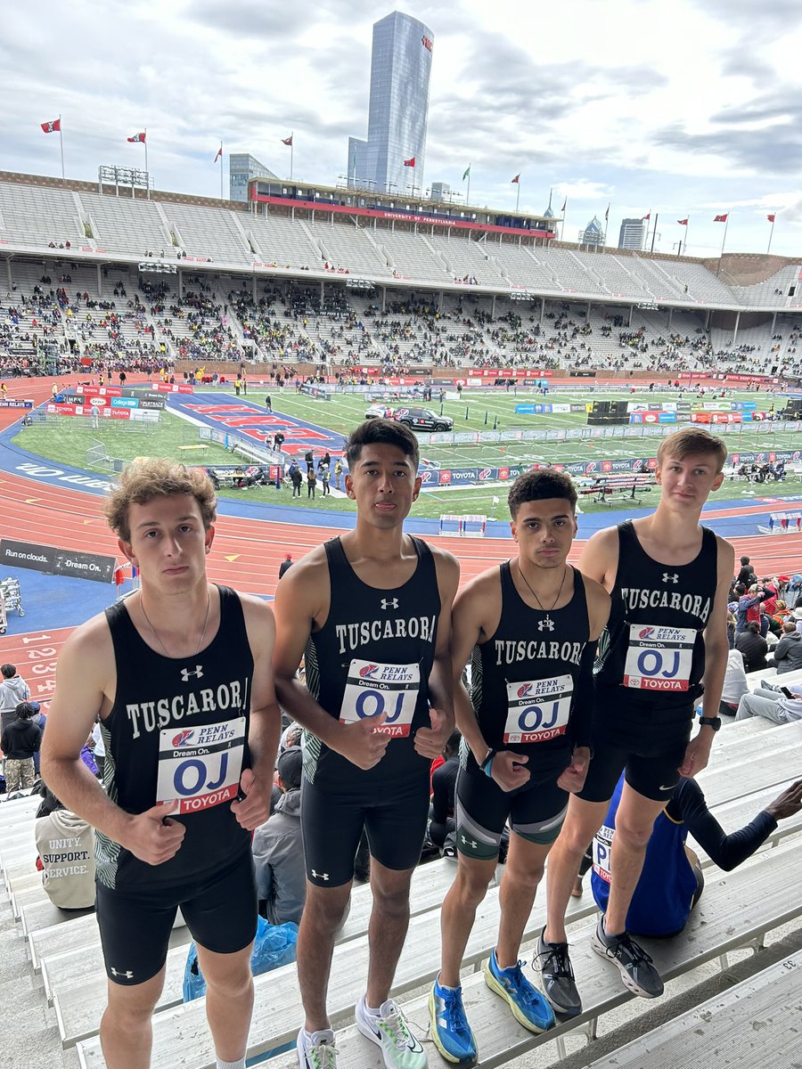 Busy week part 2 of 3: Boys run at Penn Relays, Philly Friday and Saturday! 4x1 (Brayden, Jasiri, Christian, Nathan) and 4x4 (Josh, Hriday, Justin, Brenden)