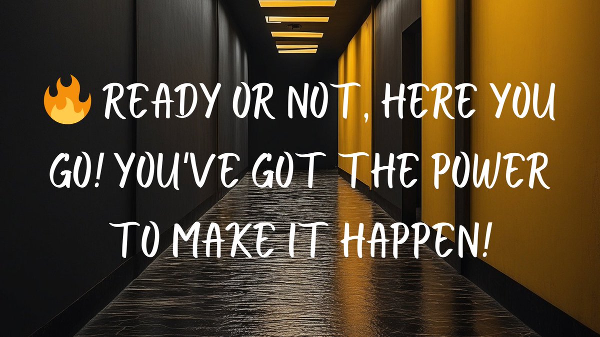🔥 Ready or not, here you go! 

You've got the power 
to make it happen! 

Dream big, take action, 
and conquer the world! 💪

#Motivation #LevelUp #GameChanger #NoLimits #BeTheBest #explore #EngageAndInspire #ConnectWithCommunity #AIArtwork