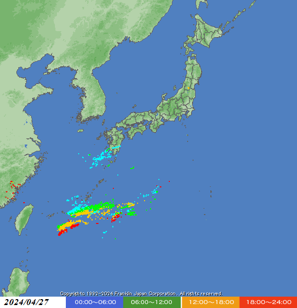 昨日の落雷状況 franklinjapan.jp/raiburari/ligh…