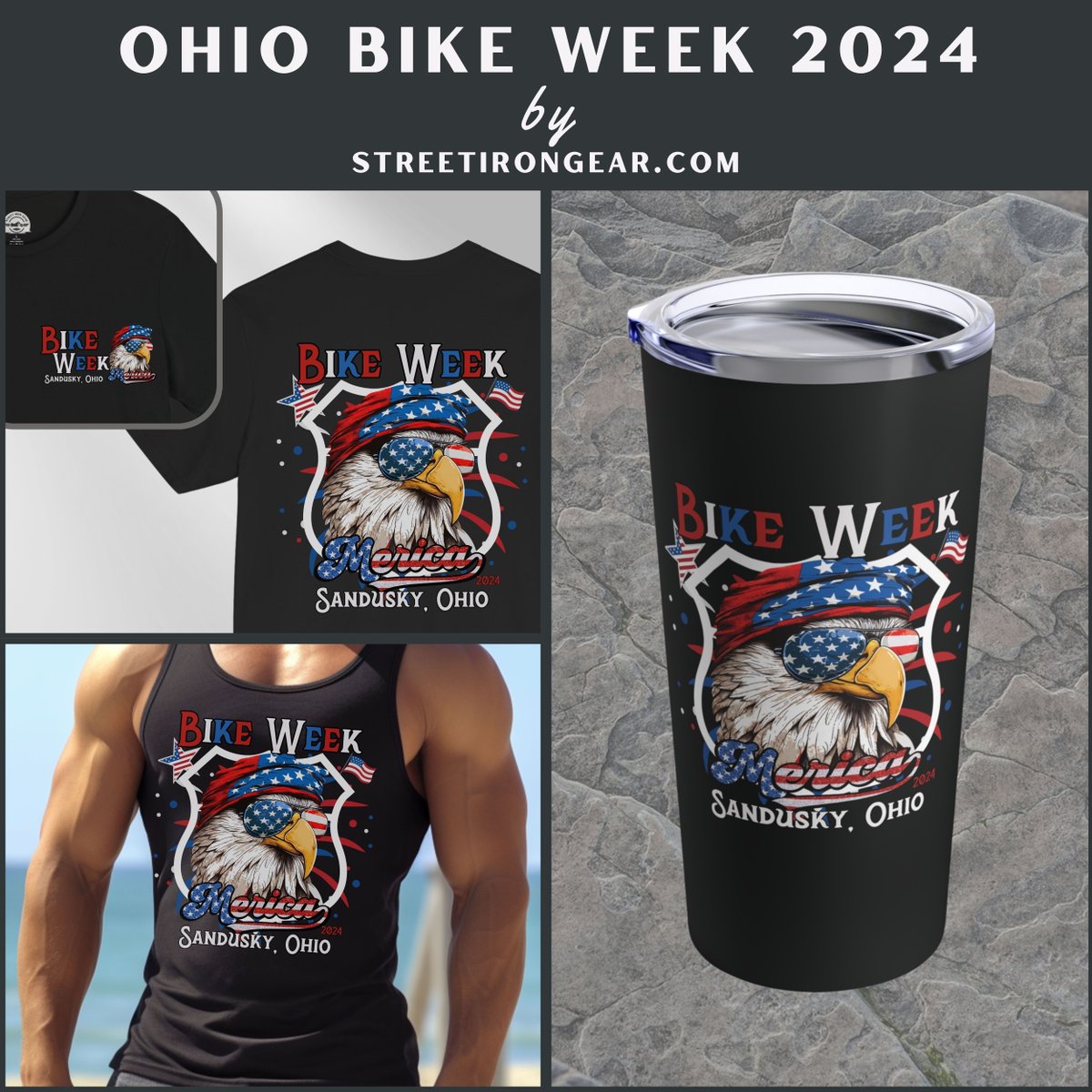 Ohio Bike Week 2024 Patriotic Eagle Collection - From cool tees to cozy tanks and travel mugs, we've got your back!  #StreetIronGear #OhioBikeWeek2024 #PatrioticEagle #MotorcycleLife #BikerGear #RideInStyle #FreedomOnWheels 

Get it!
buff.ly/4aKTZzc