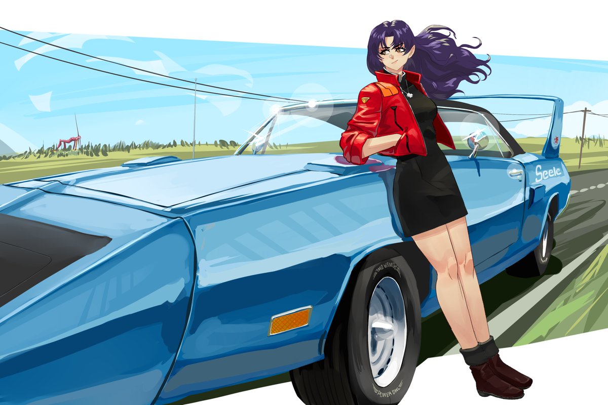 Misato's new ride 🦅🦅🦅
My 2 favorites, Plymouth Superbird and Misato 
#EVANGELION  #misatokatsuragi