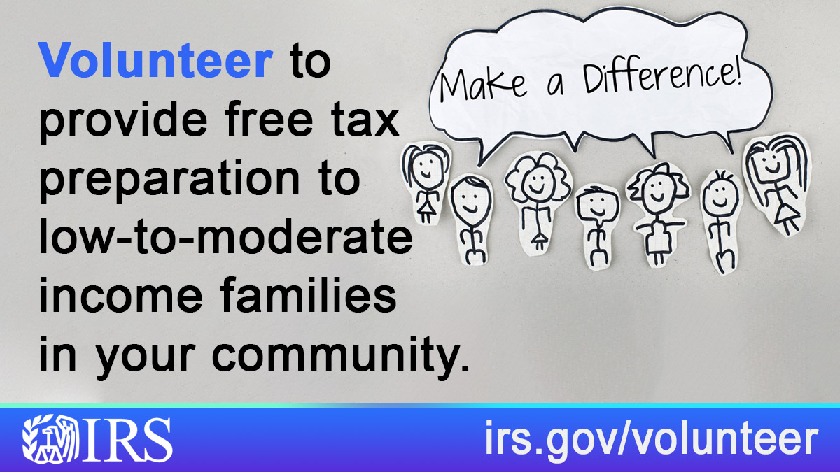 As #NationalVolunteerWeek comes to an end, don't forget an opportunity to #MakeADifference: #IRS is looking for volunteers across the country to help in our free tax prep programs. Learn more about the VITA and TCE programs at: irs.gov/volunteer