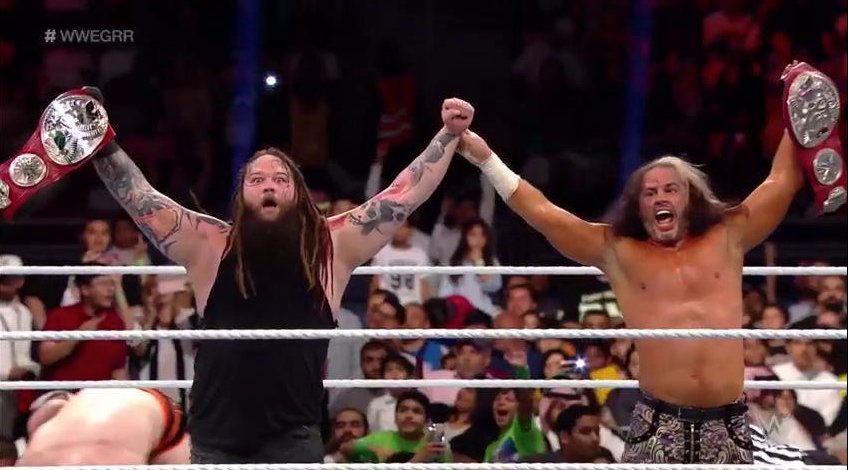 On this day in 2018, Bray Wyatt and @MATTHARDYBRAND won the Raw Tag Team Championship at Greatest Royal Rumble #WWE #WWEGRR #GreatestRoyalRumble #TagTeamTitles