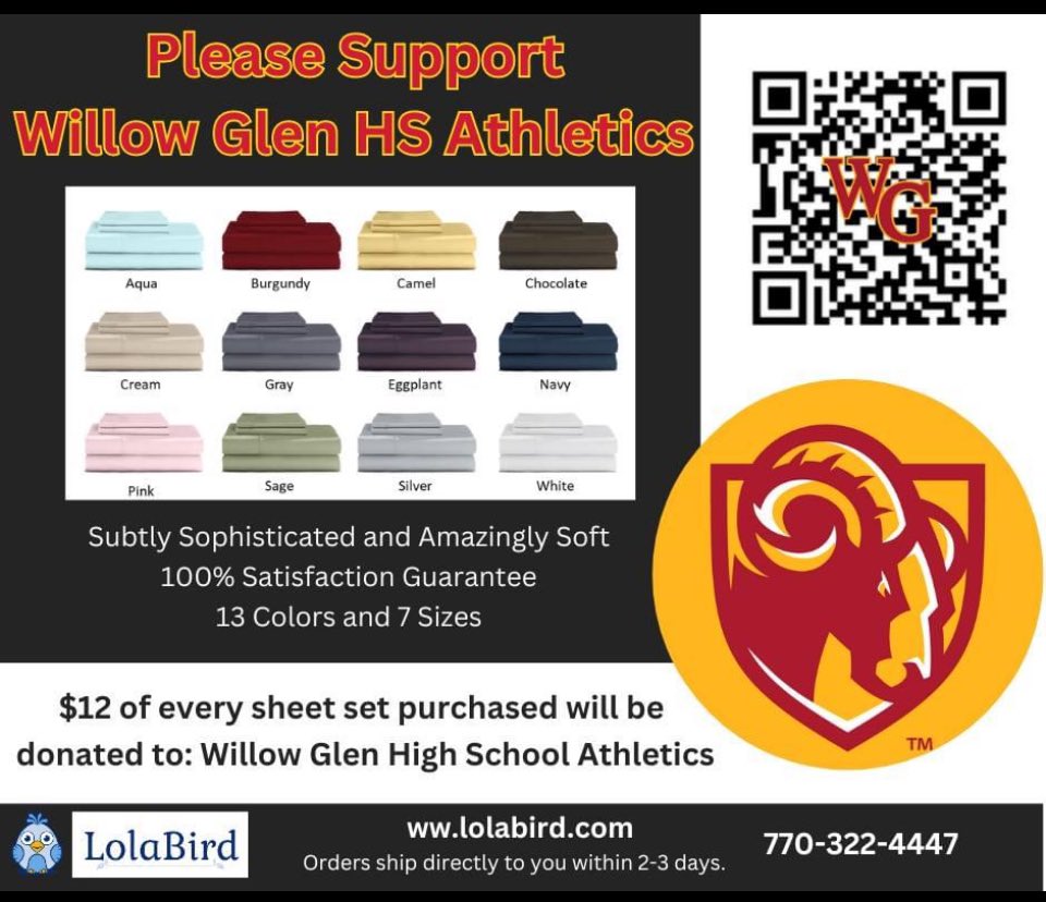 Great gift idea for graduating Seniors and helps support Willow Glen Athletics!  Go Rams!!

lolabird.com/fundraiser/wil…