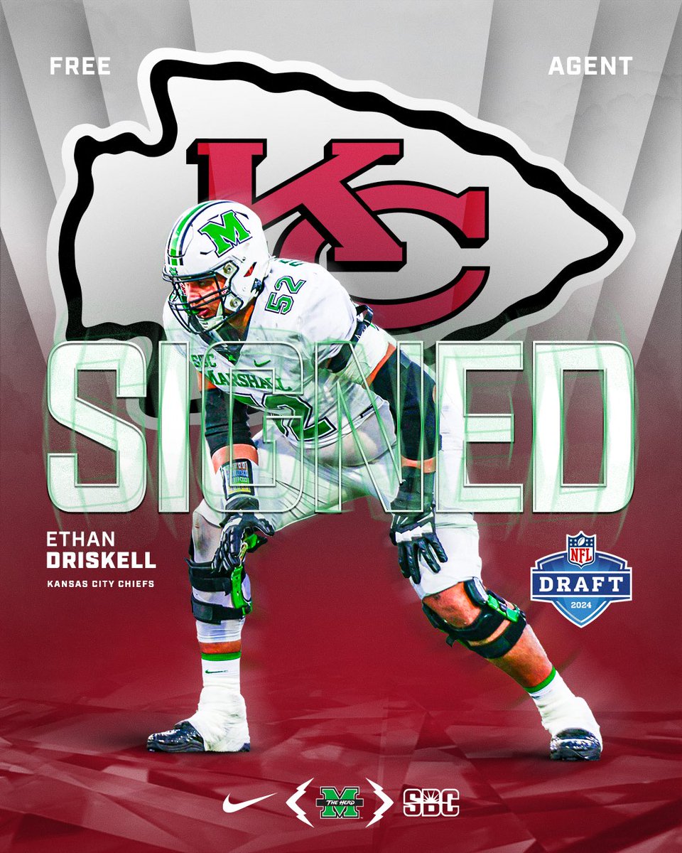 Time to get to work @Chiefs Let’s go @ethan_driskell3 #WeAreMarshall