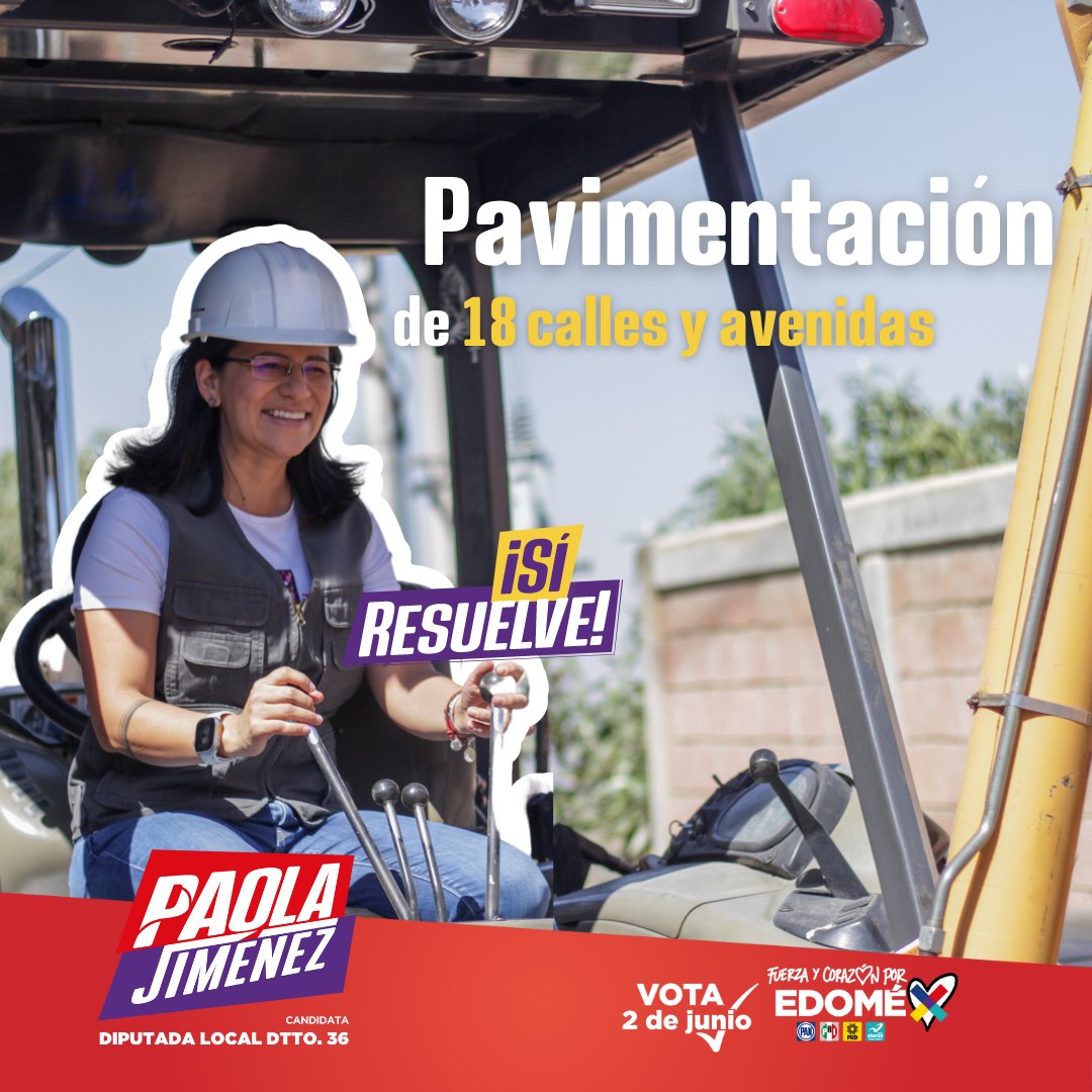 Pavimentación de 18 calles y avenidas, y rehabilitación de 7 explanadas escolares, por las comunidades #PaolaSíResuelve

Vota por la Coalición Fuerza y Corazón por el Estado de México
#PaolaJiménez #Diputada #Toluca #Zinacantepec #Distrito36