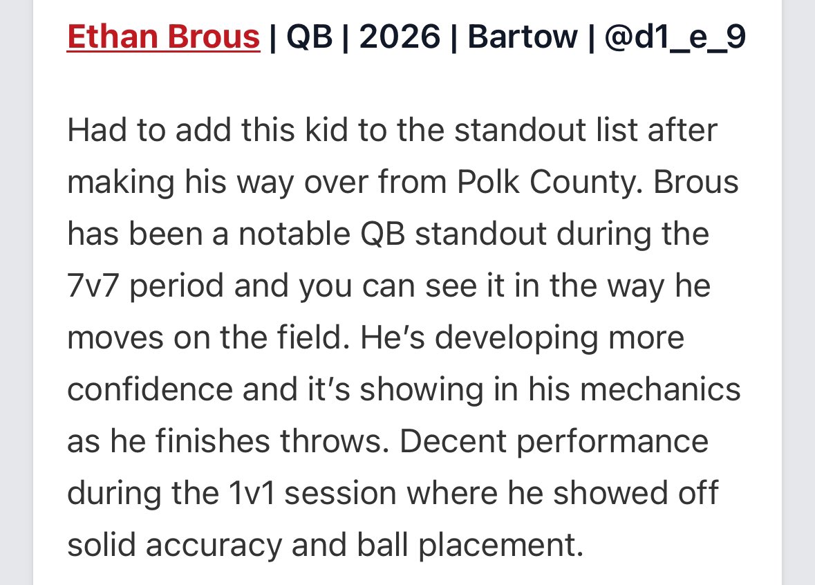 Thank you for the write up @RealNews102 @PrepRedzoneFL ! Still work to do and excited to get back to work for spring ball monday! @BartowFb @thetylereden @Coach_Chhay @polk_way @H2_Recruiting @larryblustein