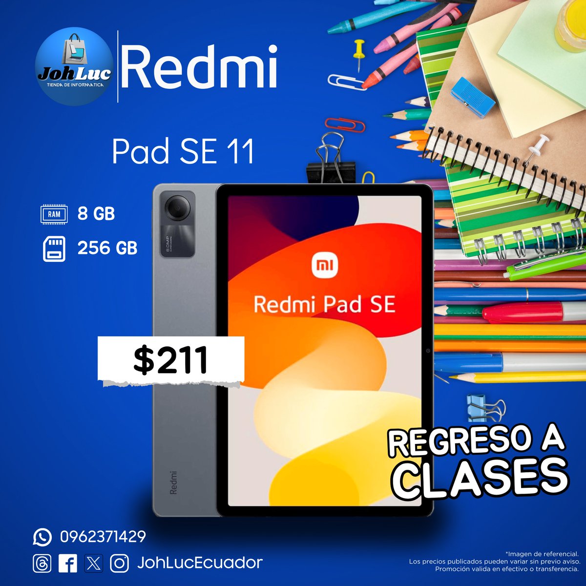 El regreso a clases se hace más emocionante con Redmi. Equipa tus estudios con tecnología de punta, desde smartphones hasta laptops, todos diseñados para maximizar tu productividad y creatividad.  📷📷📷

📷 Promoción válida por el mes de Abril.**

#JohLuc #Redmi #RegresoaClases