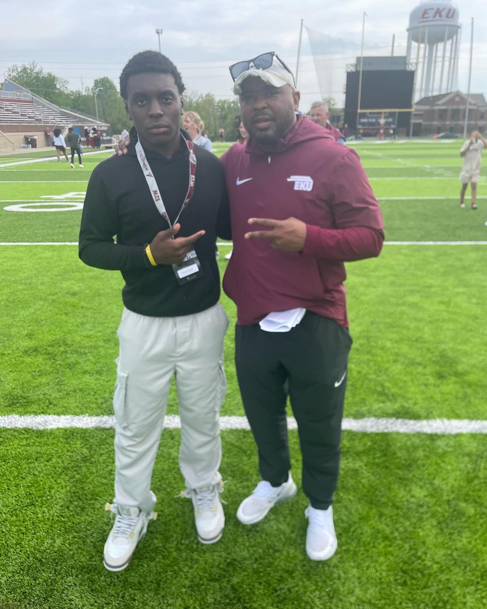 TiyonMcadoo's tweet photo. Had a great visit to EKU today! Looking forward to getting back on campus @EKUWWells @EKUFootball @CoachWatson9 @Erik_Losey @NCEC_Recruiting @OnTopAthletics @PlayBookAthlete @CSmithScout https://t.co/huR9eC35Ue