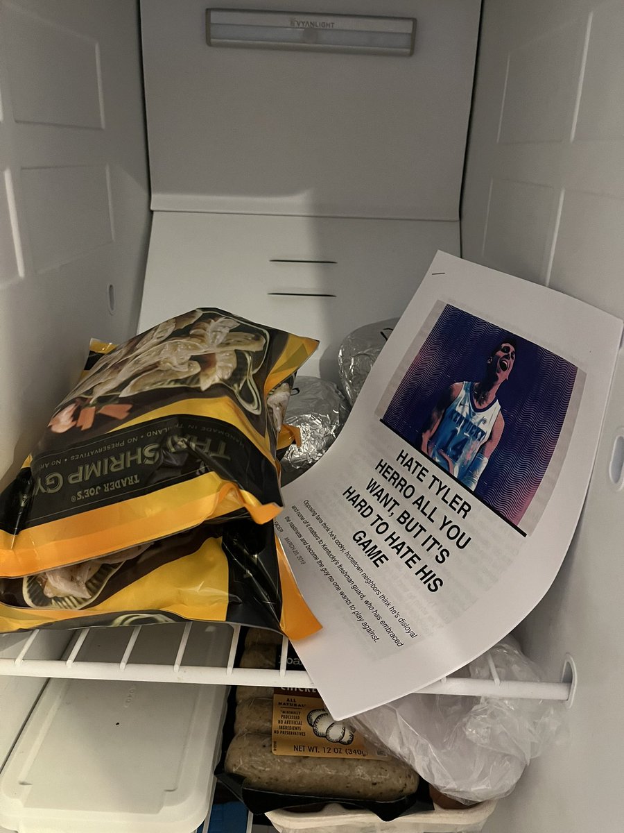 I once again put @mirinfader’s piece about Tyler Herro in the freezer (next to my Trader Joe’s gyoza) before the game tonight. It worked. #SportsNarratives