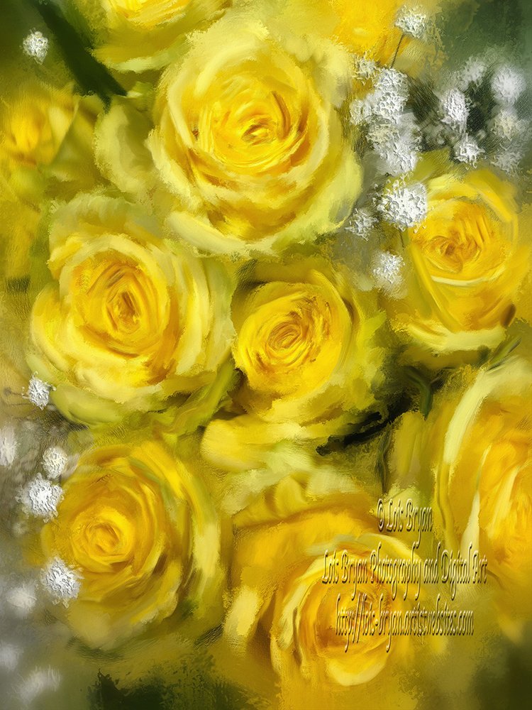 'On Borrowed Sunshine' Hand-painted in #CorelPainter from my own photo lois-bryan.pixels.com/featured/on-bo… #art #giftideas #flowers #roses #yellow #yellowroses #digitalhandpainting #buyintoart #ayearforart #impressionism #LoisBryan #NotAi