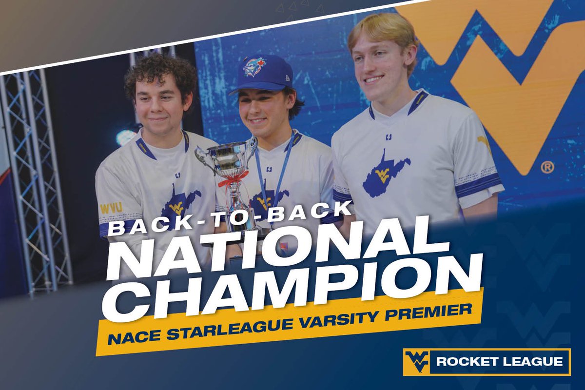 We did it again! 🏆🏆 WVU Rocket League is your back-to-back @nacestarleague Varsity Premier national champions!! #NSLGrandFinals