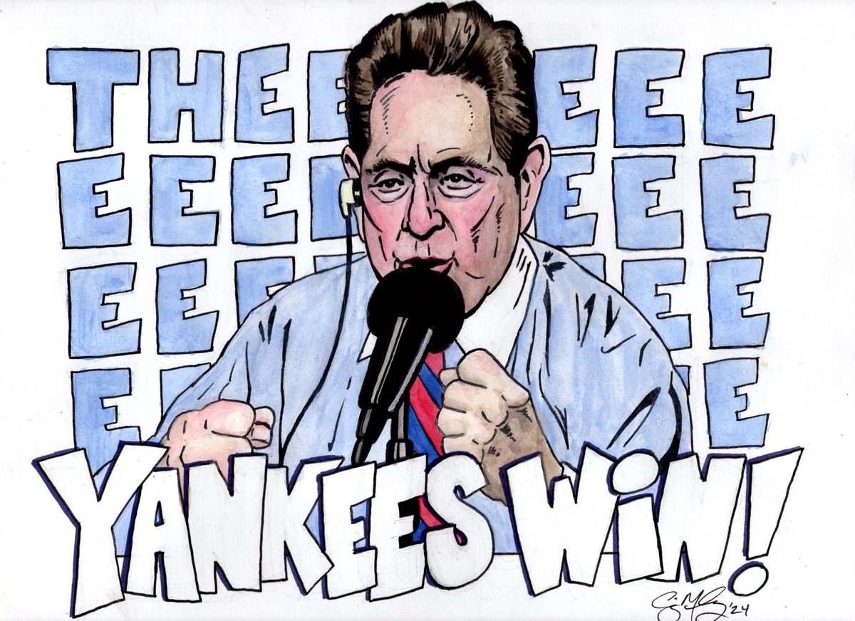 Well, John, I thank you. I'm a week late, but here's my ink and watercolor tribute to the voice of the Yankees, Mr. John Sterling, on his retirement.