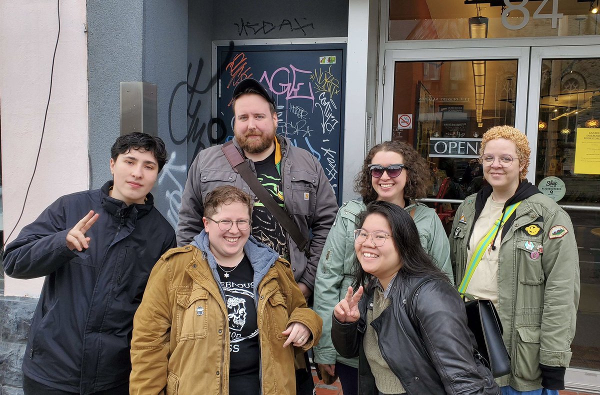 Hail the Tenebrous Cult!
A horde of our authors & compatriots from our Discord board brave the Canadian wastelands in honor of #IndieBookstoreDay 
Tenebrous Cult members are a very happy people don’tcha know🖤☠️