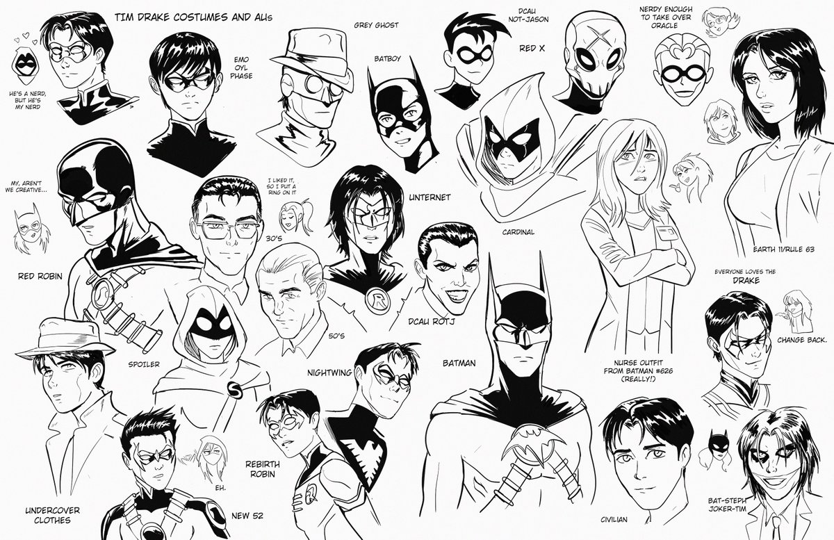 Collage cm of a bunch of different Tim Drake identities, both canon and some official and unofficial AUs
#timdrake #robin #dccomics #batman