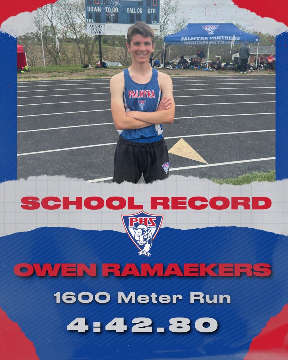 Panther_TrackXC's tweet photo. Congratulations to Owen Ramaekers for breaking the school record in the 1600 meter run with the time of 4:42.80! Great job Owen! https://t.co/rQ1JwJnEDR