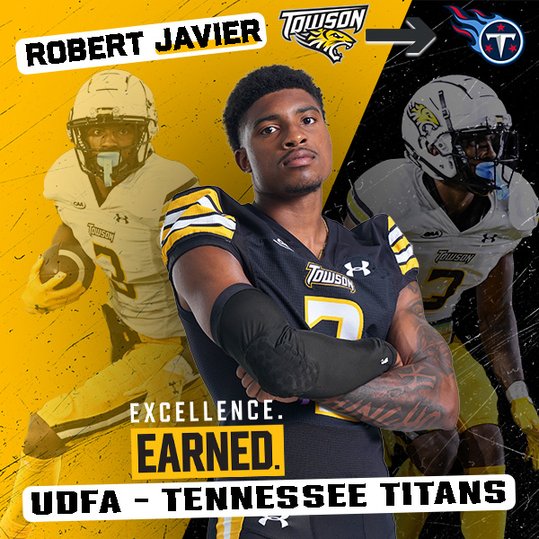 Congratulations to Robert Javier, who has signed as an UDFA with the Tennessee Titans! 📰- towsontigers.com/news/2024/4/27… #GohTigers | #Arete