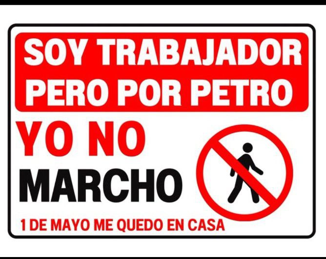 ❗️NO LE MARCHO A PETRO❗️
#NoMeRepresenta 
#QuedateEnCasa 
El 1 de Mayo salen los VIOLENTOS 
#NoMarcho1Mayo