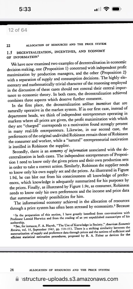 Where did Grossman and Stiglitz get the idea that Hayek's account of prices, markets, and information is about perfect efficiency and 'sufficient statistics'? From Koopmans: instructure-uploads.s3.amazonaws.com/account_110000…