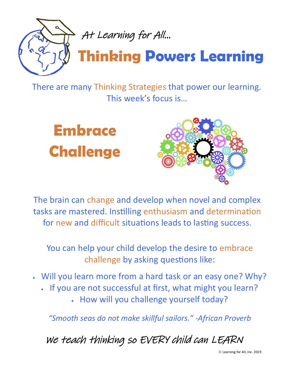 This week's focus: Embrace Challenge

Every two weeks we will shift to a new Thinking Focus.

We teach THINKING so every child can LEARN

#dyslexiaawareness #thinkingskills #cognitivedevelopment #cognitiveskills #perception #thinkingfocused
