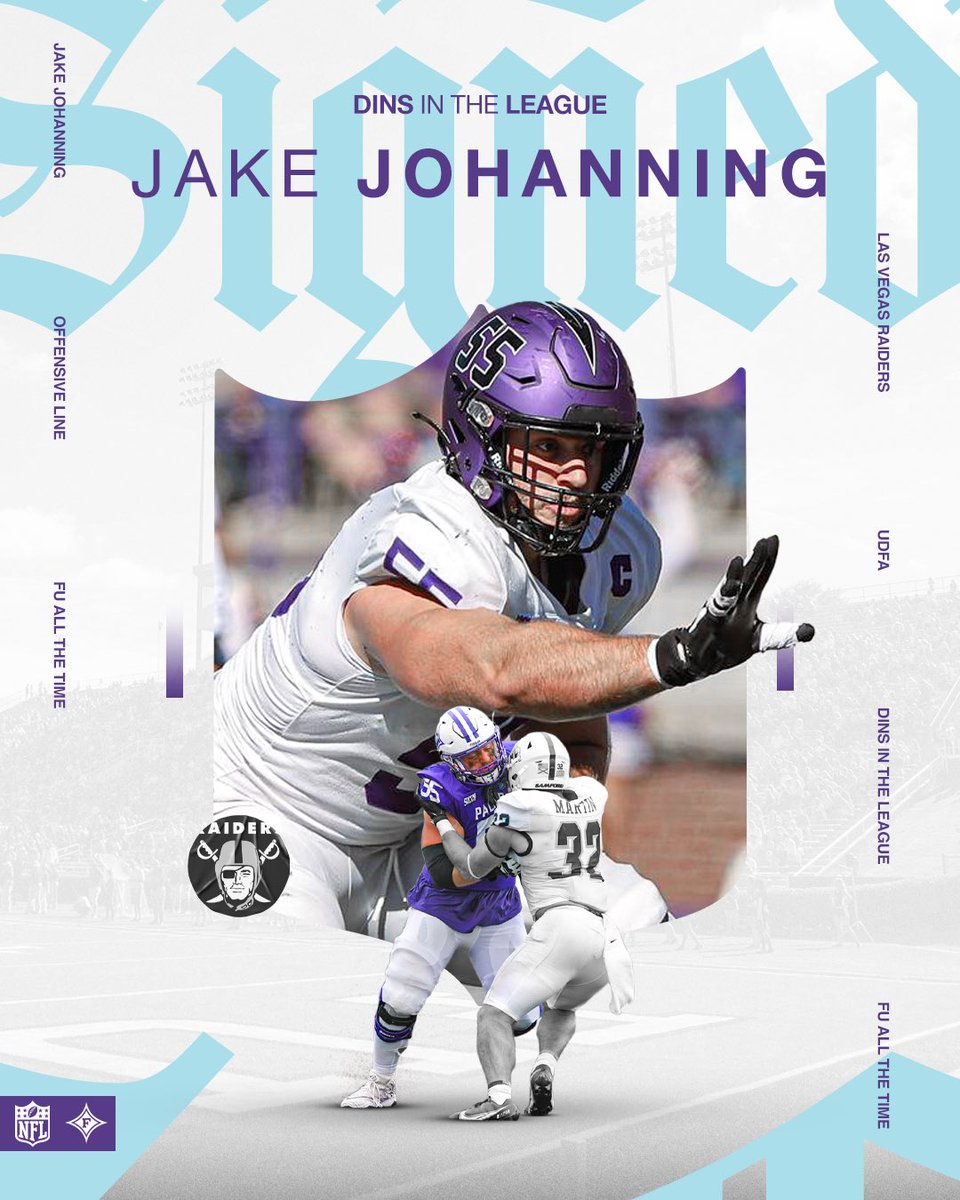 🖊️ 𝓢𝓲𝓰𝓷𝓮𝓭 @jakejohanning signing with the Las Vegas Raiders as a Free Agent ⚔️ #FUAllTheTime | @PaladinFootball