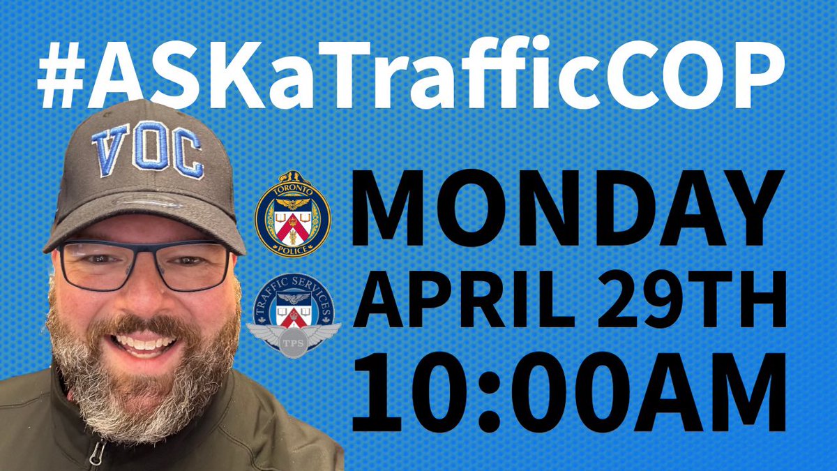 Going live at 10am Monday morning for another magical episode of #ASKaTrafficCop where I’ll work to answer your #Traffic & #Police questions for an hour. Get all the links at TrafficCop.ca to join live, watch previous episodes or even listen to the #podcast version.…