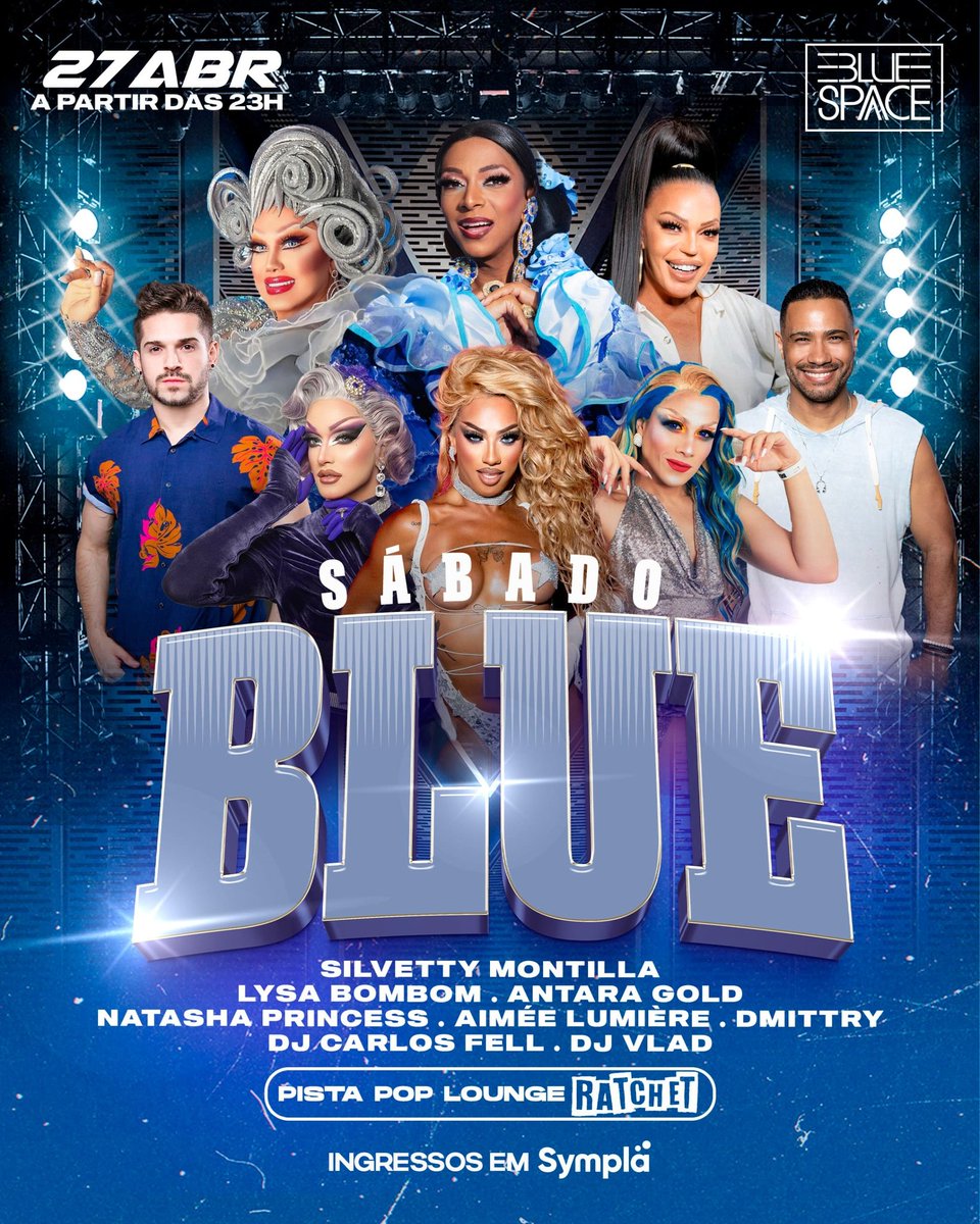 Hoje, a partir das 23h - BLUE SPACE + PISTA POP RATCHET

Show às 2h30.

Ingressos online: bit.ly/3IUHDrx ou na portaria da Blue Space.