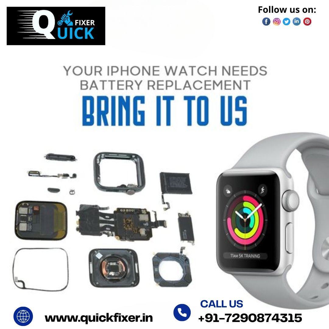 Are you struggling with battery issues of your apple watch? Don't let the bad battery lose your impression. Quick Fixer here providing best of phone repair services and have highly experienced technician team.
..
Contact us now!!
+91-7290874315
..
#quickfixer #AppleRepair