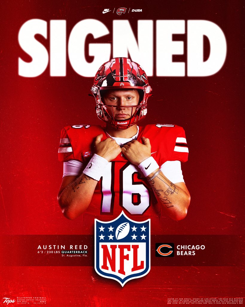 𝓢𝓲𝓰𝓷𝓮𝓭 ✍️ BG ➡️ CHI Austin Reed signs with the @ChicagoBears! @Areed365 | #ProTops