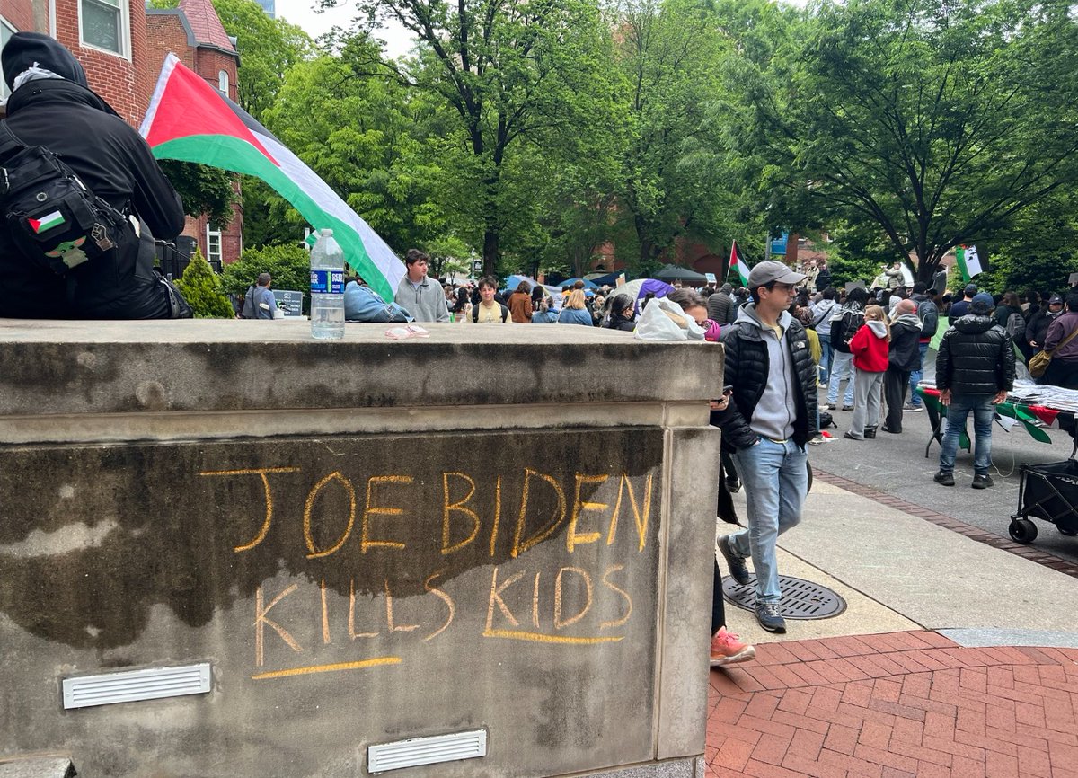 “Joe Biden kills kids” At George Washington University student encampment