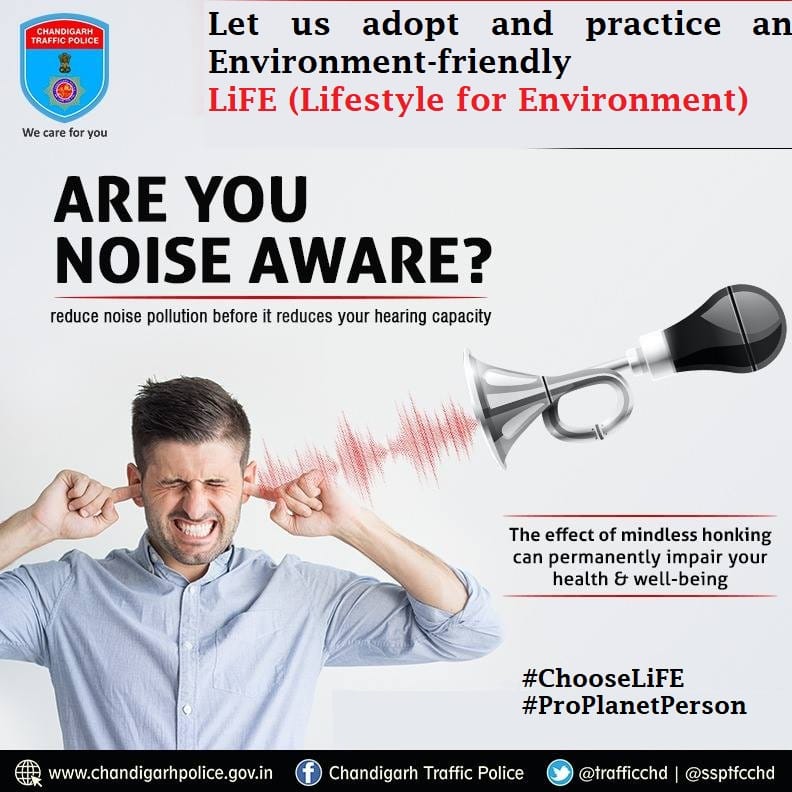 Stop #noisepollution before it stops your hearing capacity!!
Please follow the solution to reduce the noise pollution.
#ChooseLIFE
#ProPlanetPerson
#NoHonking #KeepCalm #MakeChandingarhHonkFree
#WeCareForYou