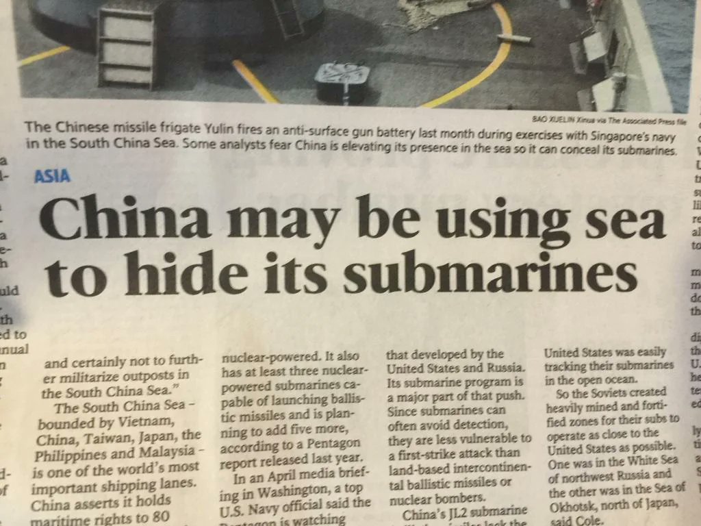 Things are getting out of control... China has now figured out how to hide submarines in the sea. This isn't good, we're all deed. 🤯