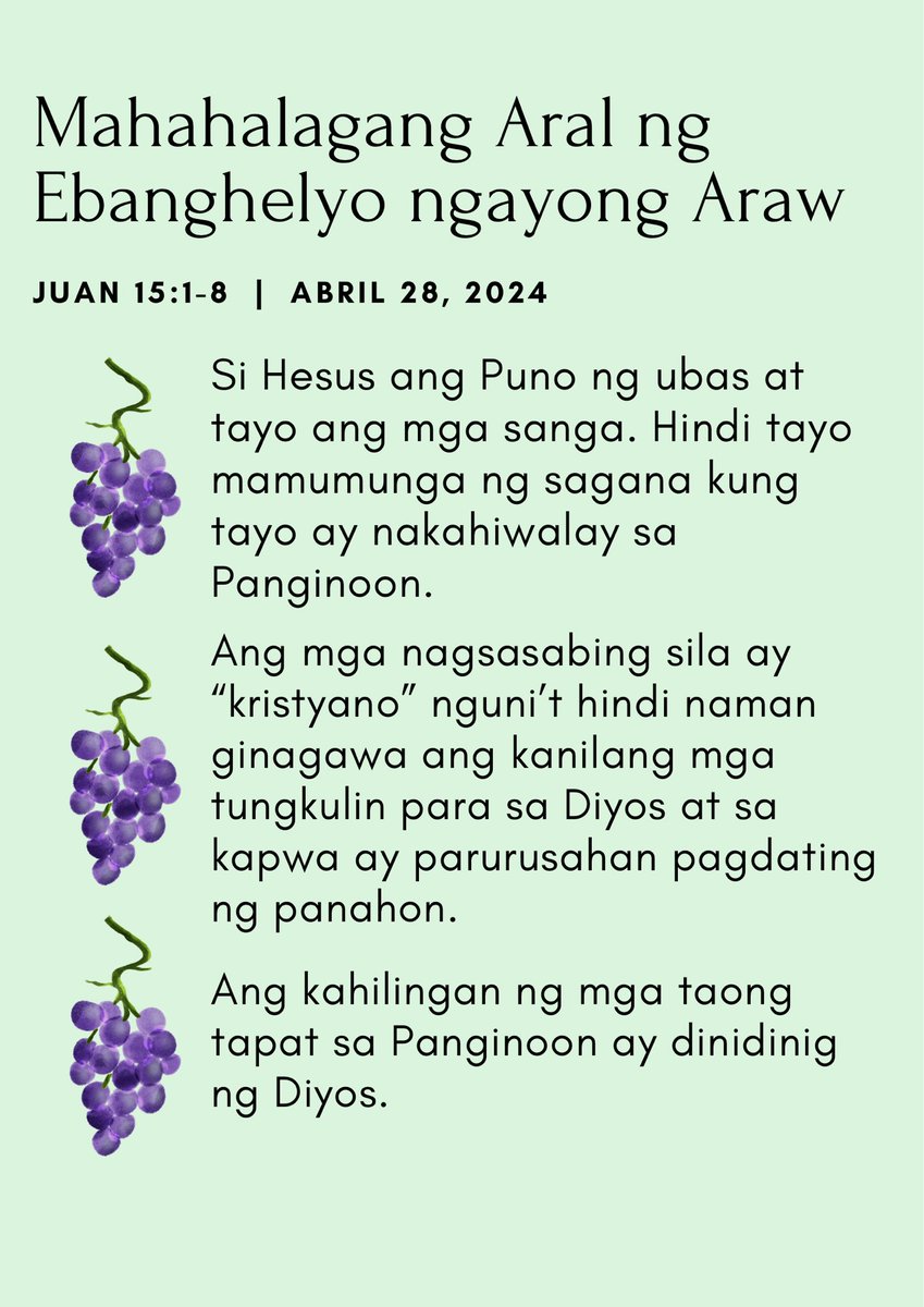 Mahahalagang Aral ng Ebanghelyo ngayong Araw (Abril 28, 2024) | Juan 15:1-8. #Gospel #Sunday