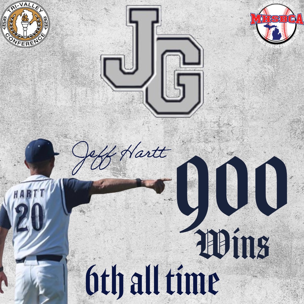 HISTORY MADE

✅900 wins
✅6th all time in the state of Michigan
✅Creating champions

Congrats to Coach Jeff Hartt on his 900th victory!