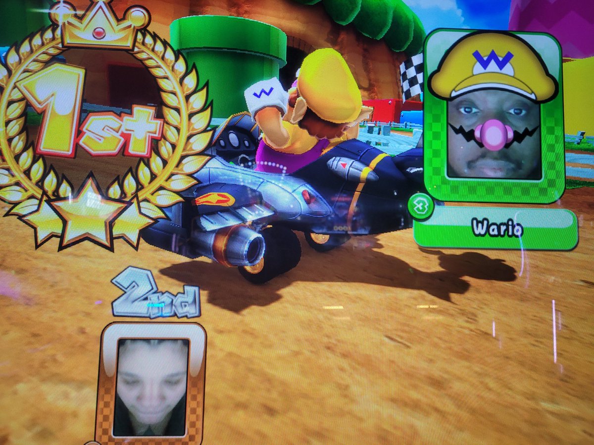 For you, Waluigi and Wario wins on Mario Kart arcade.💜💛 @guyfan21 @DaveandBusters @NintendoAmerica