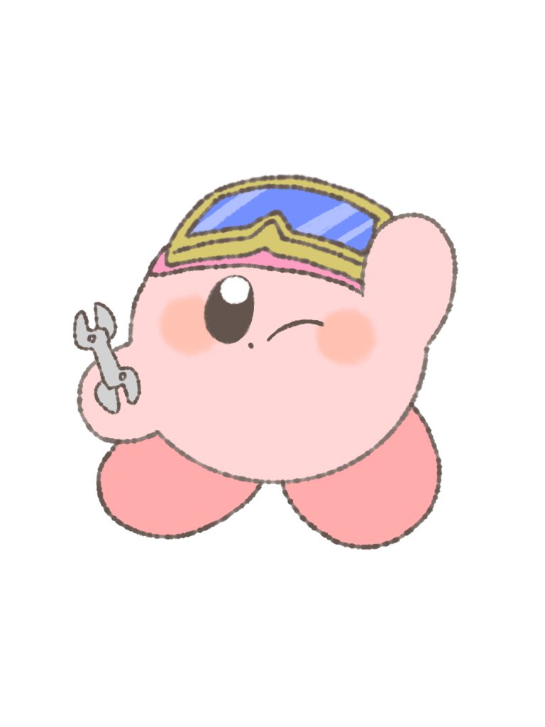 kirby solo blush simple background white background holding closed mouth full body  illustration images