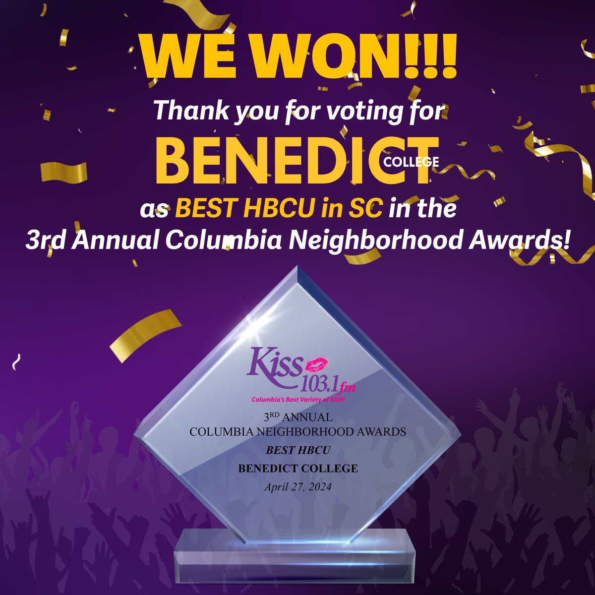 Thank you for voting for Benedict College in the Columbia Neighborhood Awards!