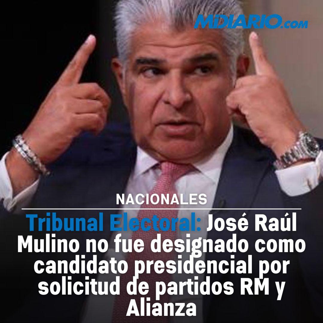 El Tribunal Electoral (TE) explicó que la idea de hacer a José Raúl Mulino candidato presidencial de los partidos Realizando Metas (RM) y Alianza fue una decisión tomada por el pleno del propio Tribunal. midiario.com/nacionales/tri…