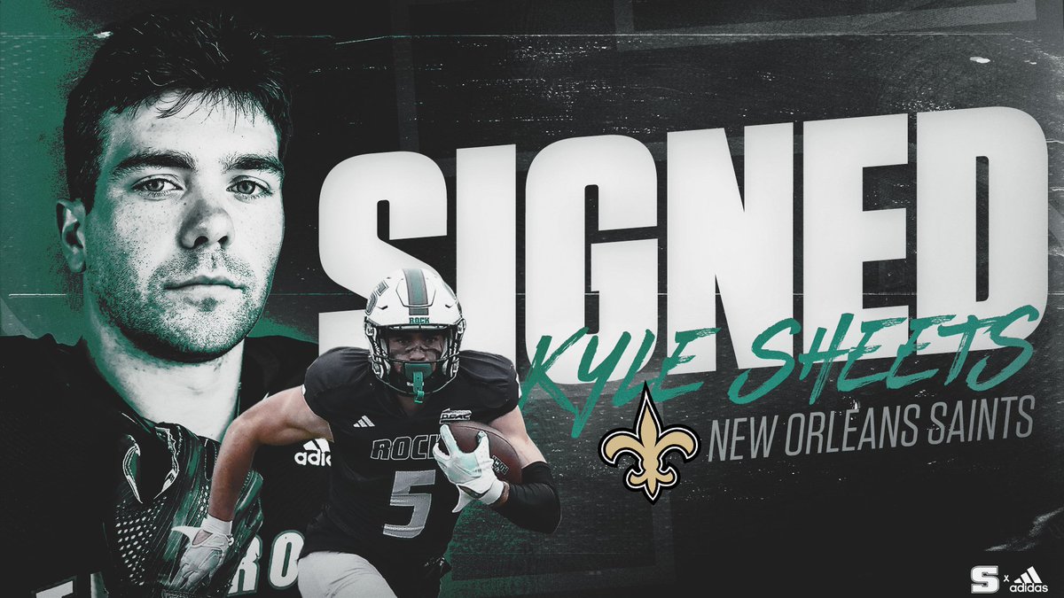 FB: Slippery Rock consensus All-American wide receiver Kyle Sheets accepted a priority free agent deal with the New Orleans Saints shortly after the 2024 NFL Draft concluded Saturday night. #Saints  

Details🔗: bit.ly/3y3dvZm