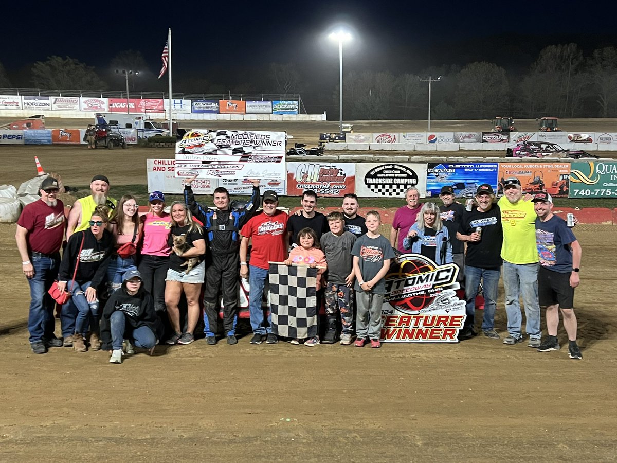 Dalton Chaney picks up his first career win and is your Kryptonite Race Cars Feature 𝐖𝐈𝐍𝐍𝐄𝐑 at Atomic Speedway‼️ 🥈: Dustin Sword 🥉: Landon Barker