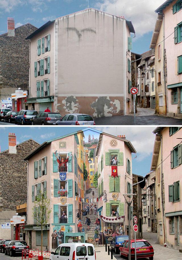 French artist Patrick Commecy breathes life into boring urban buildings, turning them into picturesque murals. 'When u paint a wall, u are creating something for the public. Anyone can see it: young, old, rich, poor, people of all creeds, nationalities and political views.'