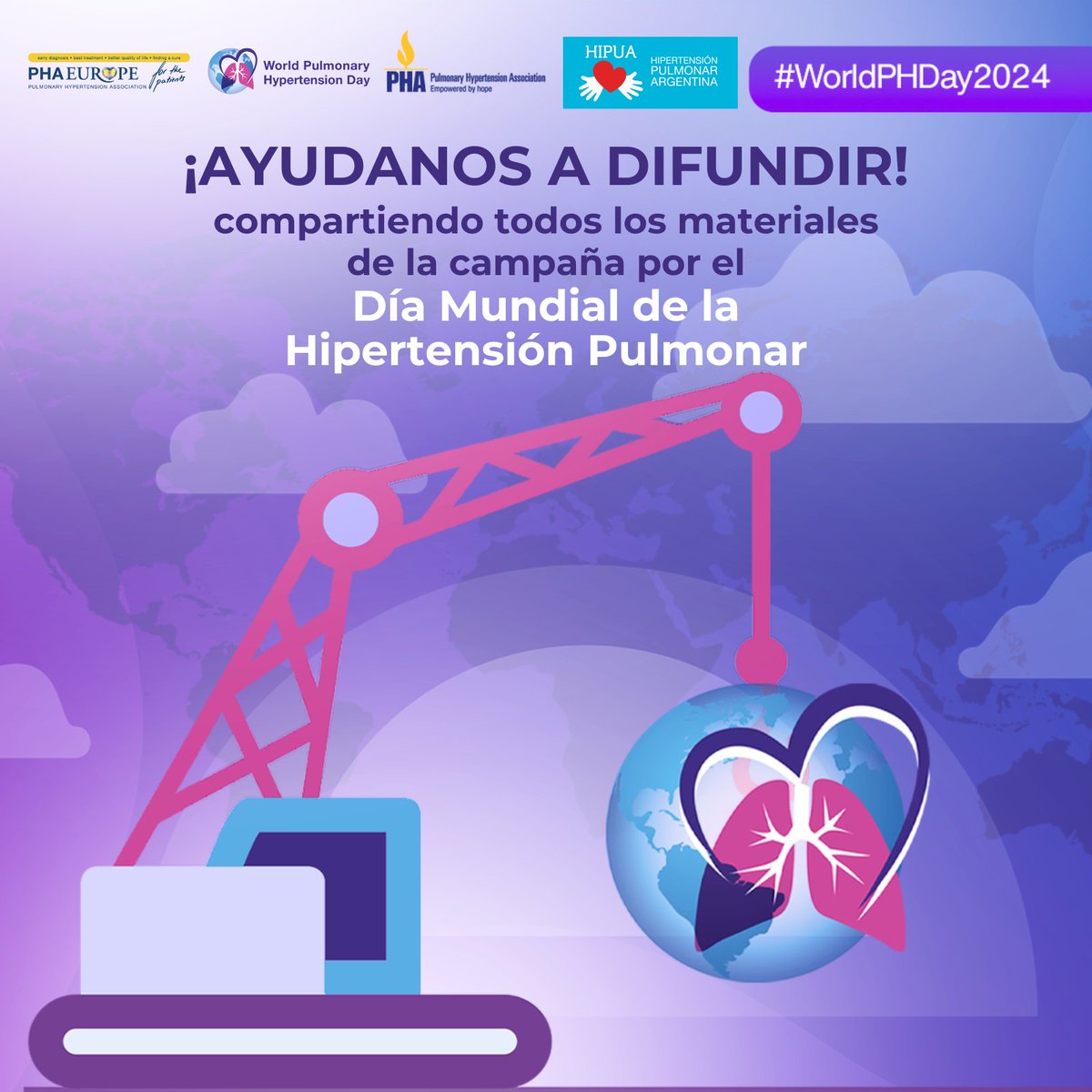 💜 Ayudanos a difundir 🗣 compartiendo esta campaña para apoyar a la comunidad de HP y crear conciencia durante el #DiaMundialDelHP2024 #WPHD2024 y el mes de Mayo📅 ➡worldphday.org ➡phaeurope.org ➡belaircenter.info #hipuaconvos #SoloSeTrataDeRespirar