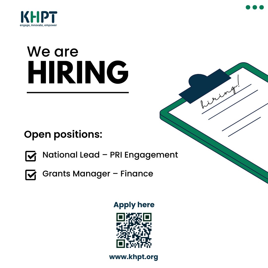 🚨 Job Alert! We are hiring for multiple positions. Visit our website to apply: khpt.org/work-with-us/ 𝑷𝒍𝒆𝒂𝒔𝒆 𝒍𝒊𝒌𝒆, 𝒄𝒐𝒎𝒎𝒆𝒏𝒕 𝒂𝒏𝒅 𝒔𝒉𝒂𝒓𝒆 𝒕𝒉𝒊𝒔 𝒑𝒐𝒔𝒕 𝒕𝒐 𝒉𝒆𝒍𝒑 𝒖𝒔 𝒔𝒑𝒓𝒆𝒂𝒅 𝒕𝒉𝒆 𝒘𝒐𝒓𝒅. 𝑻𝒉𝒂𝒏𝒌 𝒚𝒐𝒖! #HiringNow #KHPT4change