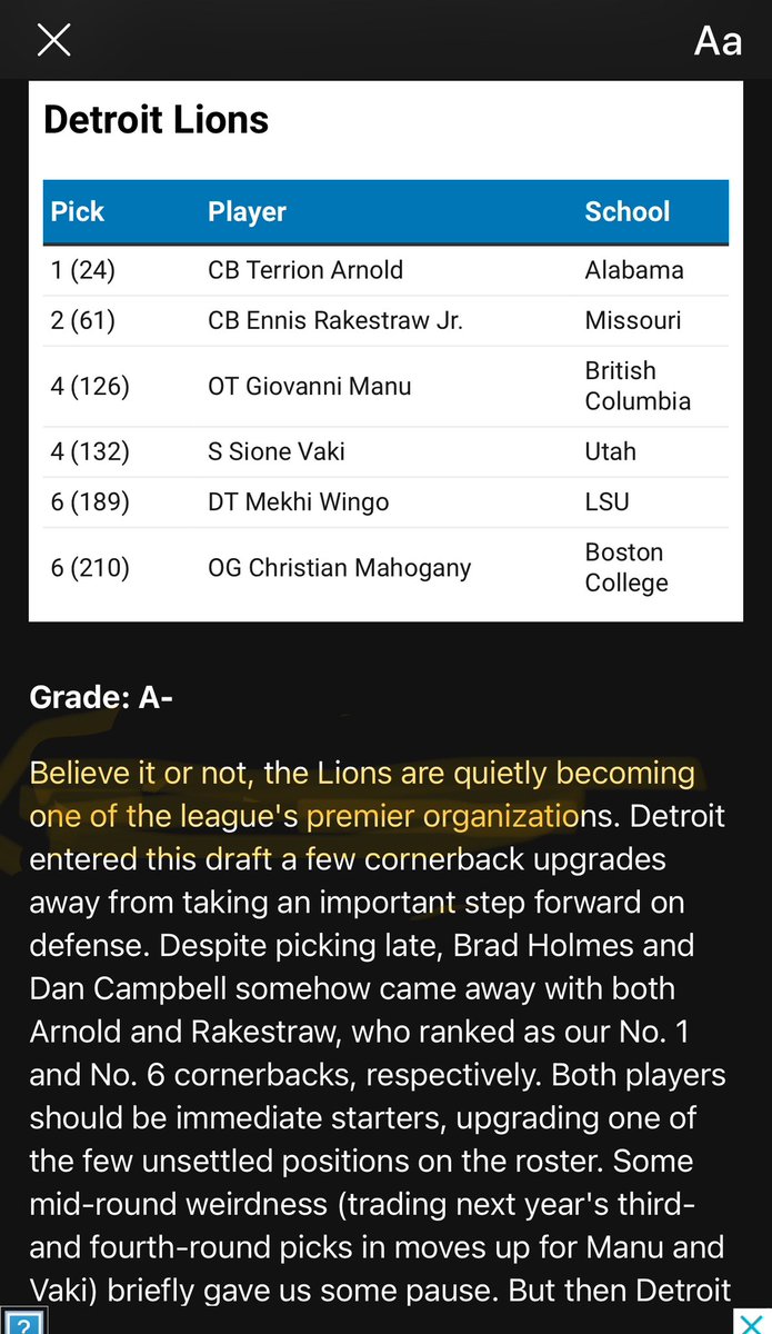 Name how many times in your life you’ve seen a sentence like this involving the Detroit Lions 🦁 The time is now kids This is all cause of Holmes & Campbell Completely changed the culture, direction, & identity of this franchise #AllGrit