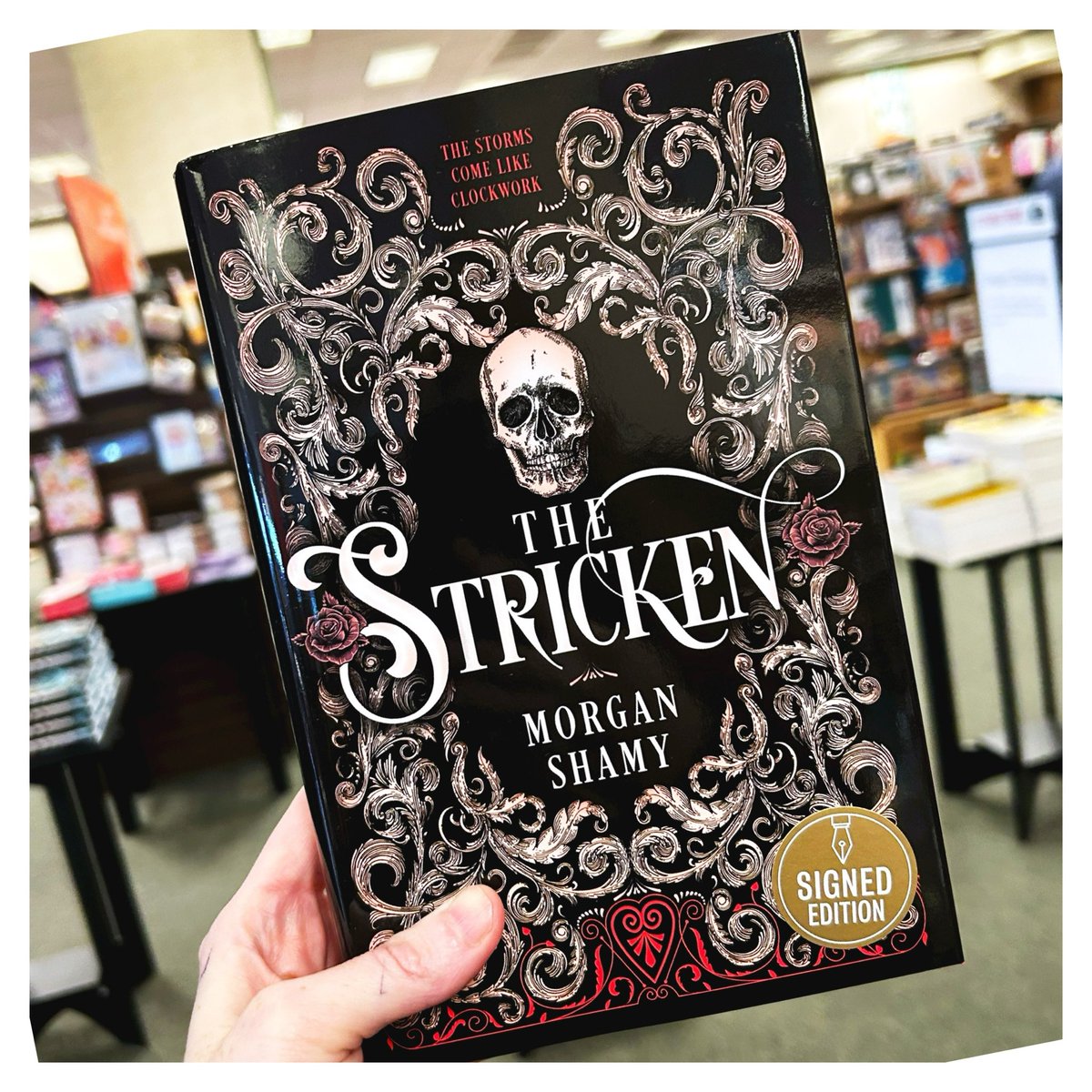 I’m CRYING!!! Today I lived a dream. I got to see multiple SIGNED editions of The Stricken on the SHELVES at Barnes & Noble. I just… …When you get a rejection, send another query. When you shelve a manuscript, write another book. Don’t stop. Don’t stop. Don’t stop. 💀🖤💀🖤