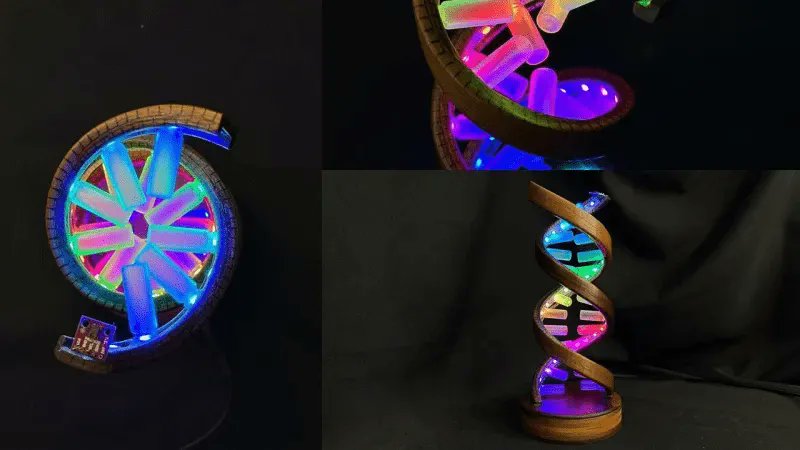 Explore the blend of art and technology with this Gesture-Controlled DNA Wooden Lamp! 🎨🔧 Adjust lights with hand gestures. Learn more ➡️ is.gd/YV7hE8 #DIY #TechCraft