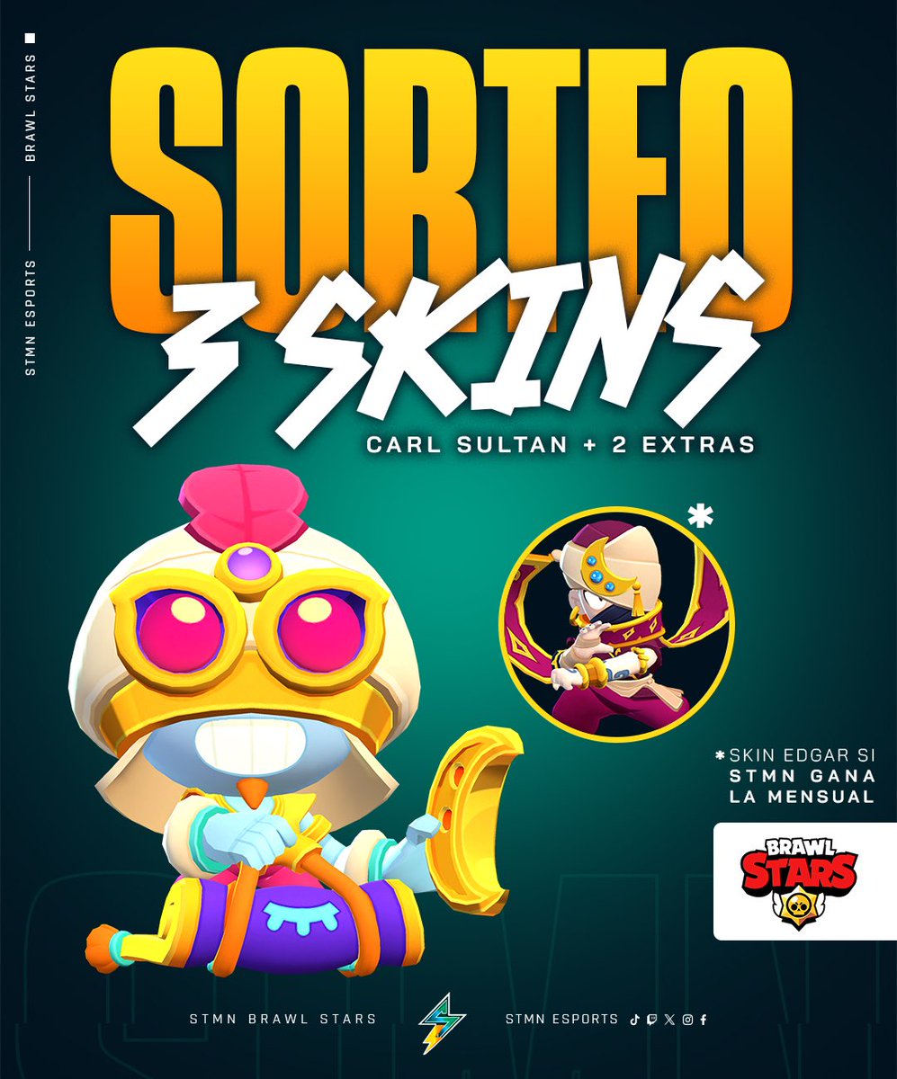 Por nuestro regreso a las Finales Mensuales les traemos 3 skins de Carl Sultan. Y por cada victoria que tengamos iremos dando otra más y si ganamos las Finales Mensuales regalaremos una skin de Thief Edgar. Requisitos •Seguir a: @STMNesports @Joselyn_bd @tatofox9 •Etiqueta…