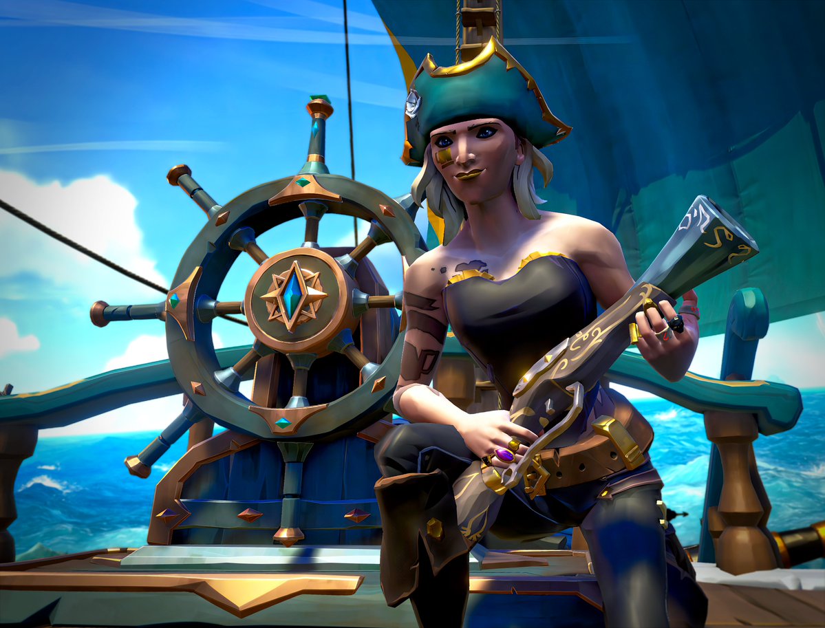 Ahoy Pirates ! 🏴‍☠️ Week 119: Sapphire Blade Wheel.💎 I also got the Cartographer's Blunderbuss.😉 I wish you all a great weekend !✨ With 💛 @SeaOfThieves #SeaOfThieves #BeMorePirate